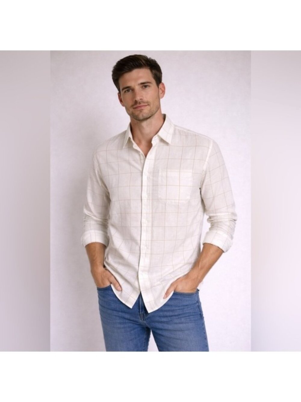 Club Monaco Slim Fit Windowpane Button-Down Shirt L/G